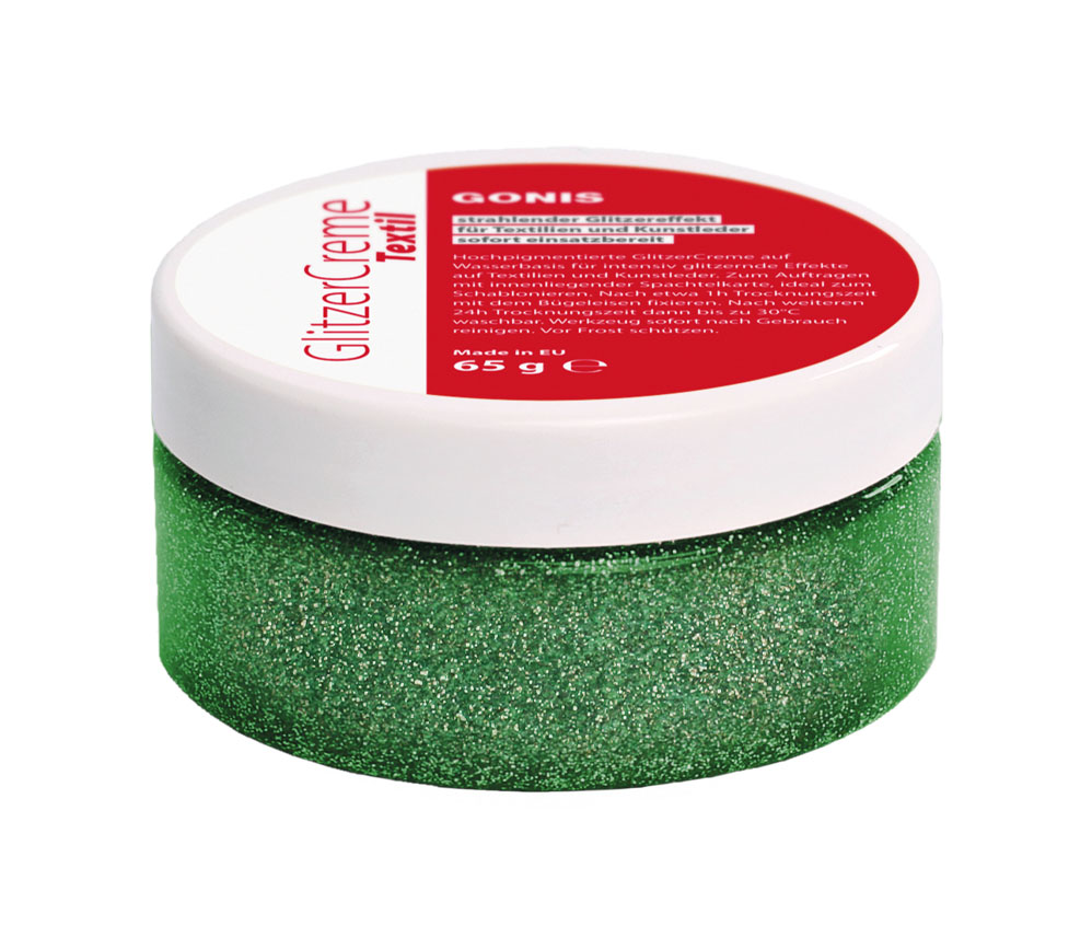 [Translate to französisch:] :fixed: GlitzerCreme Textil Sommergrün